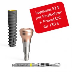 Implantat BioniQ S2.9 mit Bohrer + Attachment PrimeLOC