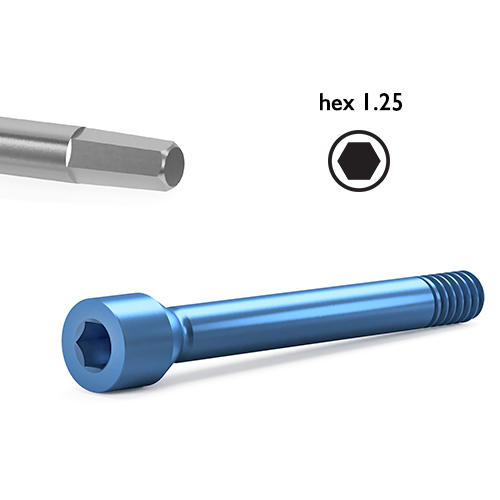 Spare screw for ortho-abutments can be used with any BioniQ hex 1.25 screwdriver.