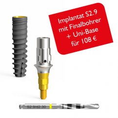 Implantat BioniQ S2.9 mit Bohrer + Titanbase Uni-Base