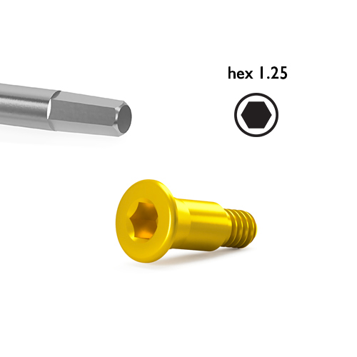 Spare cover screw can be used with any BioniQ system hex1.25 screwdriver.
