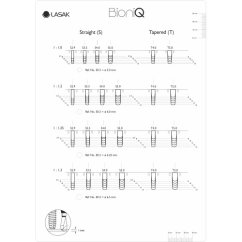 Radiograph template for BioniQ straight and tapered implants