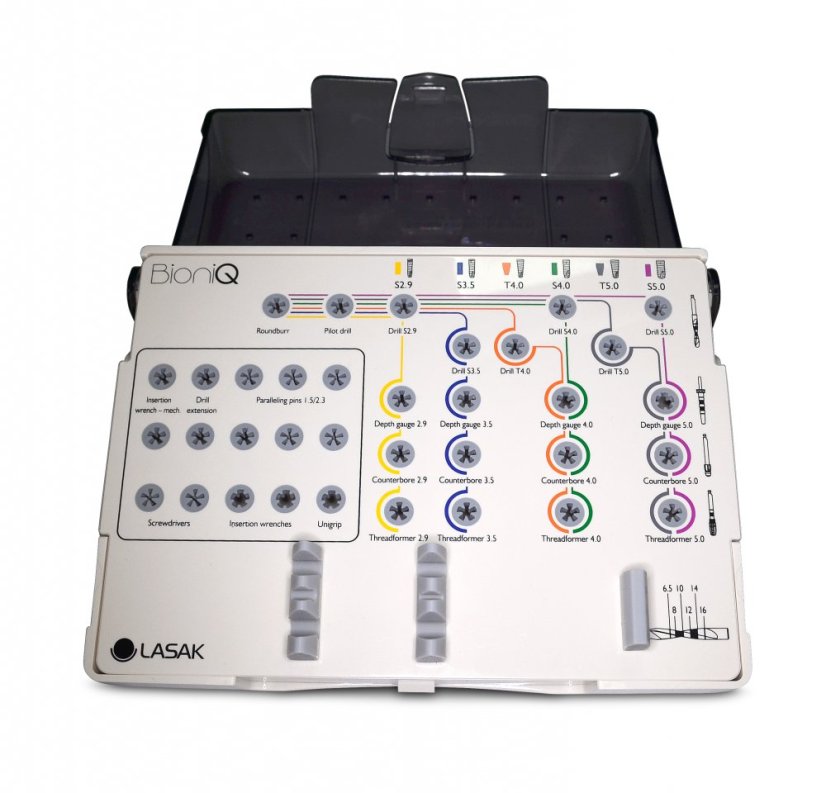 BioniQ instrument set, Instruments with organizer in cassette, without drill stops