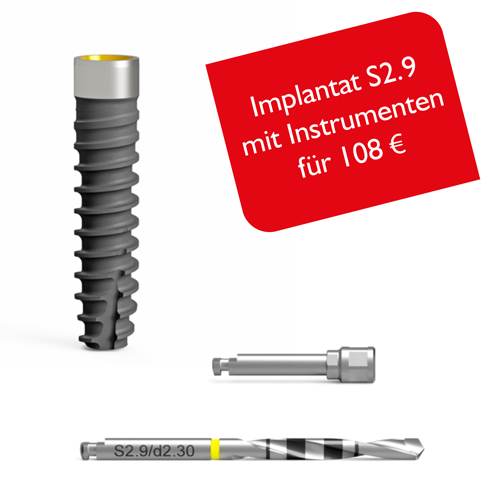 Sonderangebot: Implantat BioniQ Plus S2.9 + Instrumente - Implantatlänge: L10