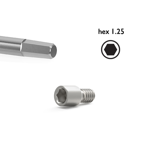 Screw-On bridge screw can be used with any BioniQ system hex1.25 screwdriver.