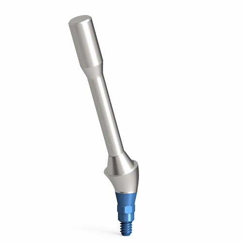 The titanium holder enables more pleasant transport of the abutment into the patient's mouth and safer handling, especially in the upper jaw. The design of the holder enables simultaneous holding of the abutment and its fixation into the implant using a fixing screw.