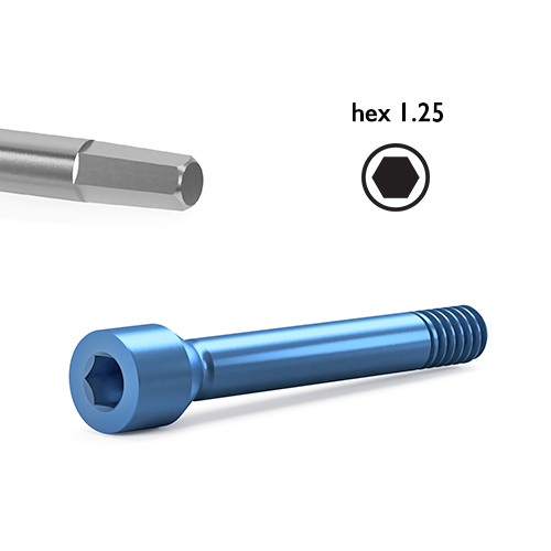 Spare screw for ortho-abutments can be used with any BioniQ hex 1.25 screwdriver.